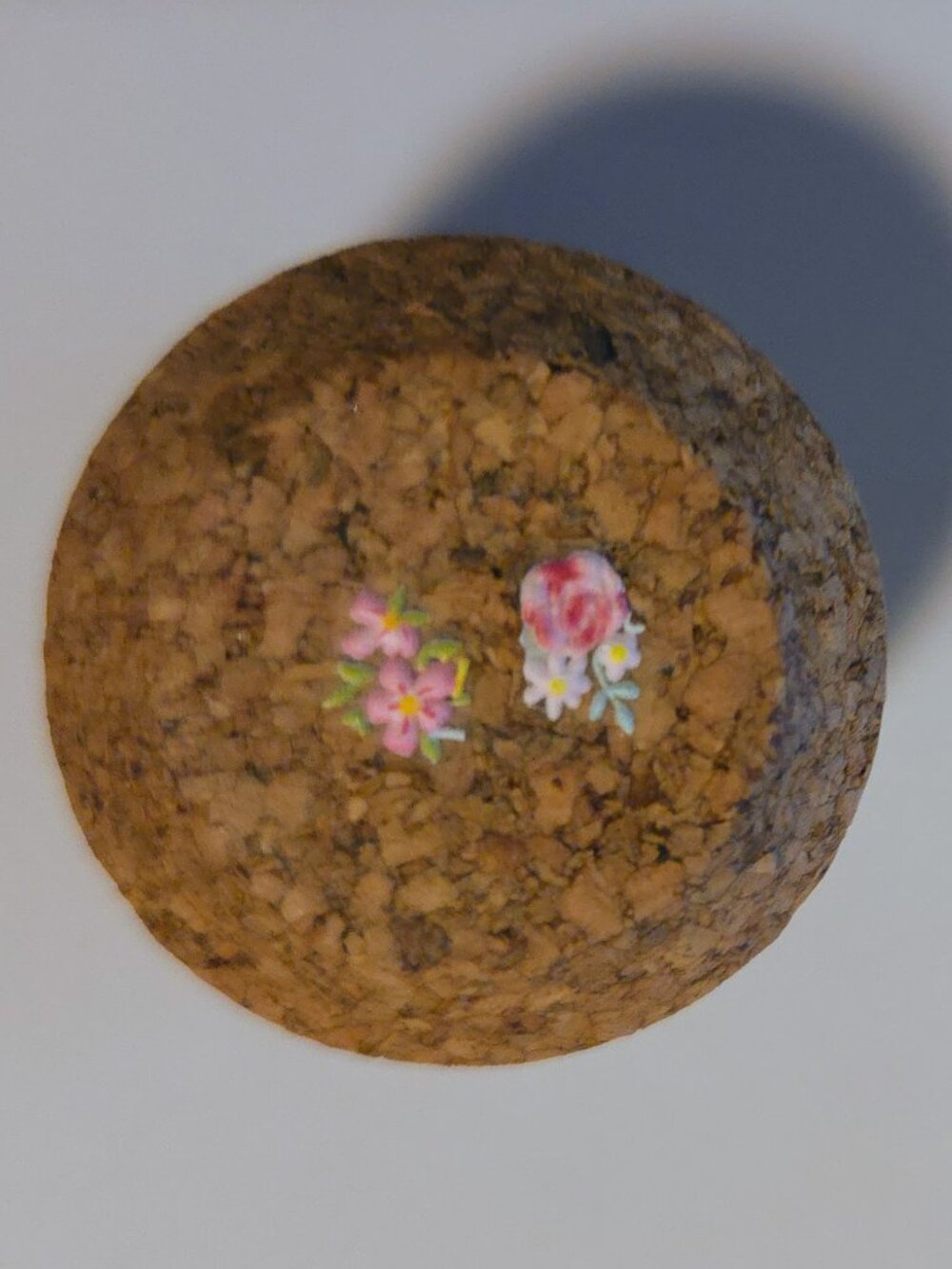 Brand New Hand Crafted Magnet Created from Champagne Cork Featuring Flowers